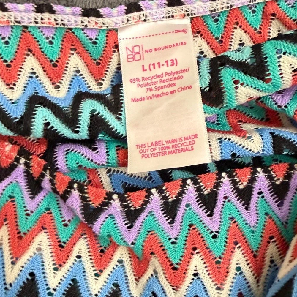 No Boundaries Swimsuit Cover Up Women Large Multicolor Excellent Zig Zag Knit